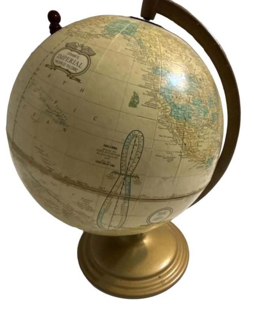 Vintage George F. Cram's Imperial World Globe 12-Inch Metal Base
